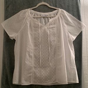 Kim Rogers Women White Cotton Eyelet Top Size 1X